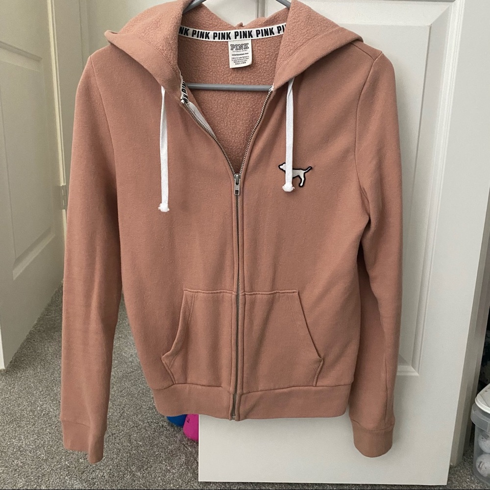 Tan and white VS PINK full zip jacket